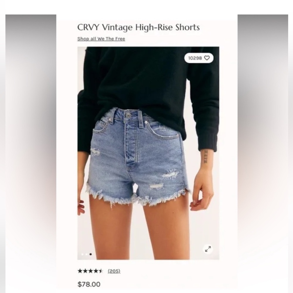 Free People CRVY Vintage High-Rise Shorts